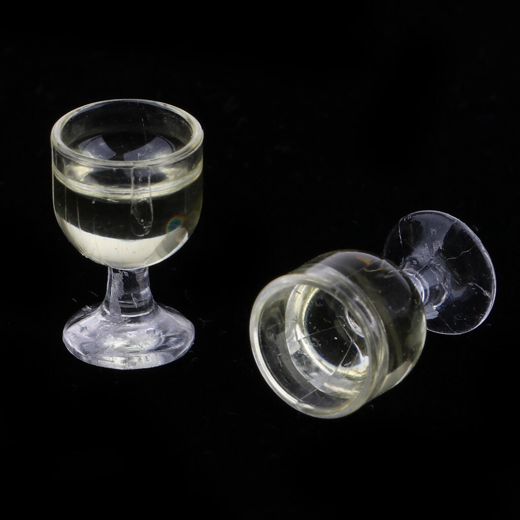 Set of 10 Pieces 1/12 Scale Wine Glasses Champagne Cups Goblet Model Foods Groceries for Dolls House Accessories