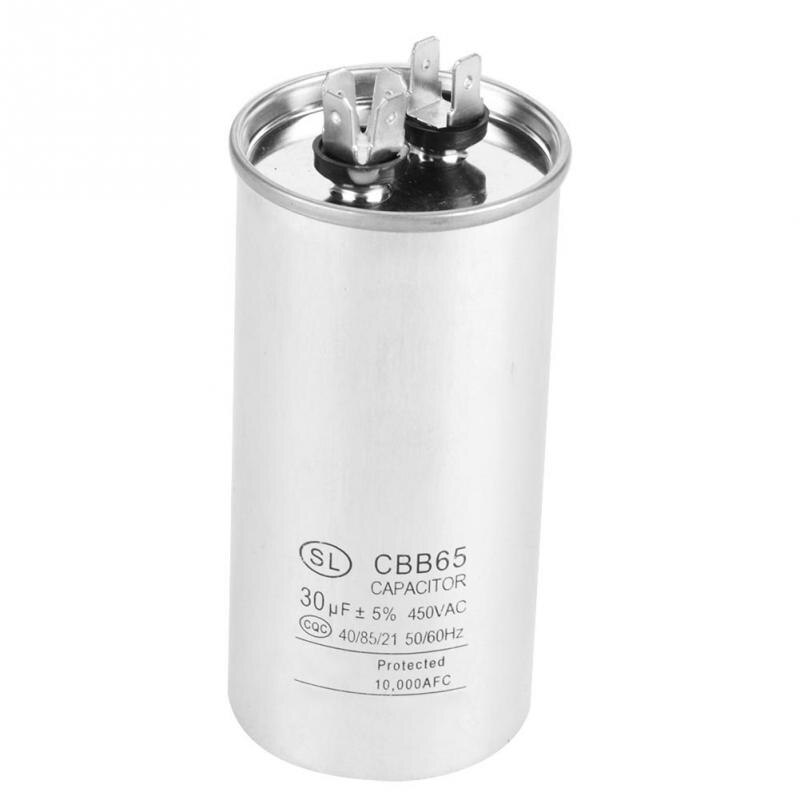 CBB65A-1 30uF AC 450V Large Capacity Cylindrical Motor Capacitor for Air Conditioner Motors Refrigerator