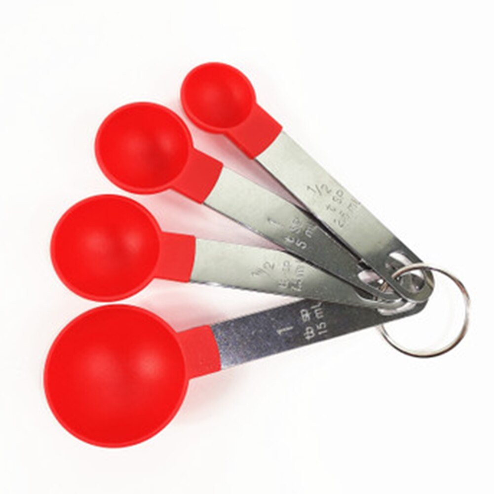 Stainless Steel Measuring Cups Spoons Kitchen Baking Cooking Stainless Steel Silicone Black Gray Red Measuring Tools Set