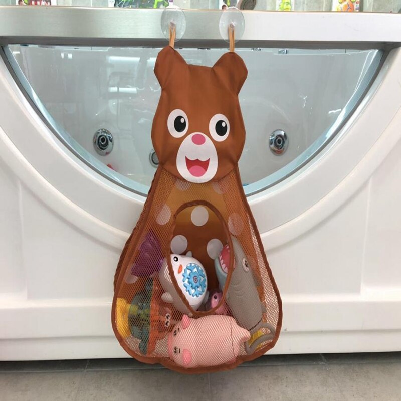 Juguetes de baño bolsa de malla para almacenamiento para Baby Shower playa cesta de almacenamiento con ventosa impermeable dibujos animados formas de animales: Brown