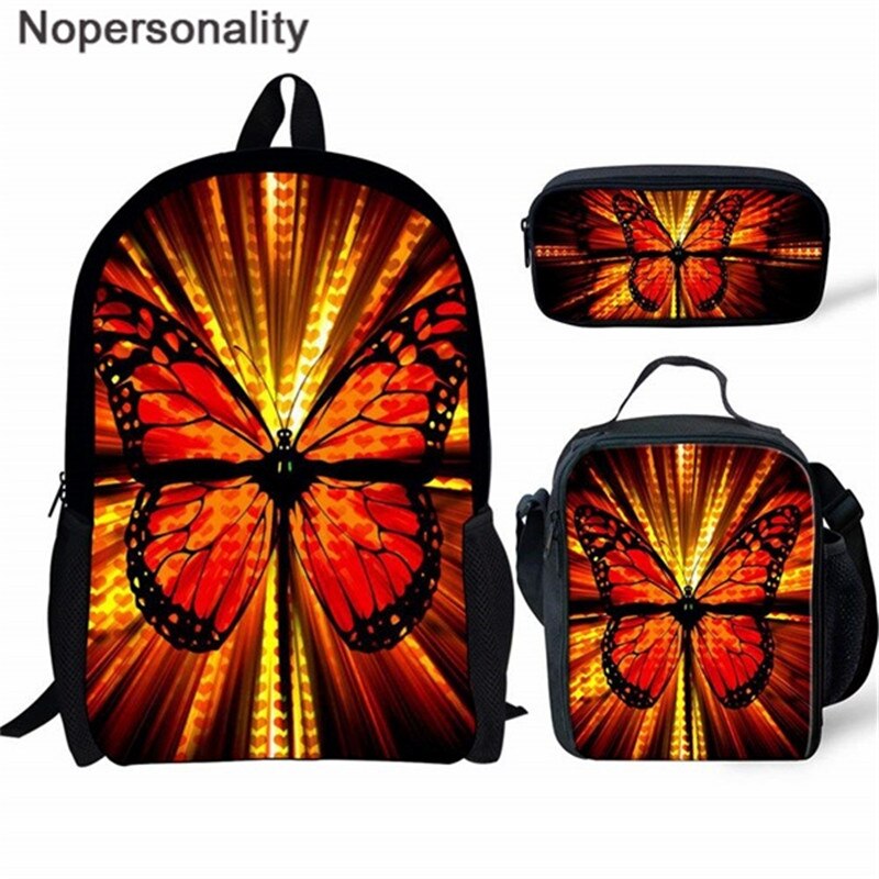 Nopersonality Beautiful Backpack for Women Girls School Bag Sets Colorful Butterfly Prints Teenage Bag Pack Kids Rugzak Mochilas: Z167CGK