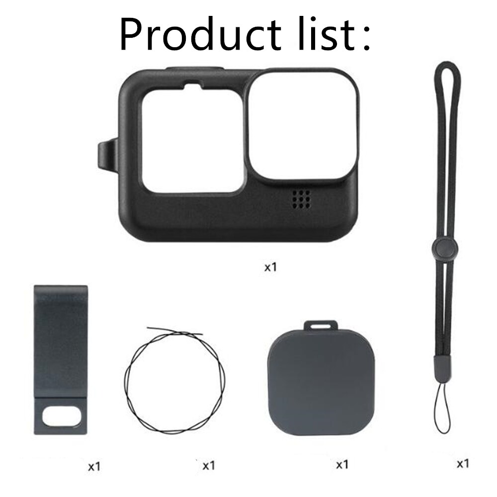 Silikonehus etui objektivdæksel cover batteri side låg cover til gopro hero 10 9 sort action kamera tilbehør kit til go pro 10: Type 4