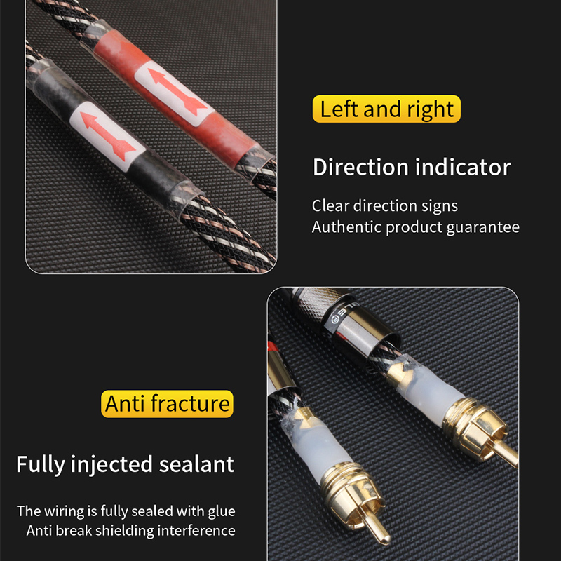 YYAUDIO HIFl stereo RCA Kabel audio 6N OFC męski do męskiego 2RCA do 2RCA Kabel audio z pozłacanym złączem Wtyczka do wzmacniacza CD