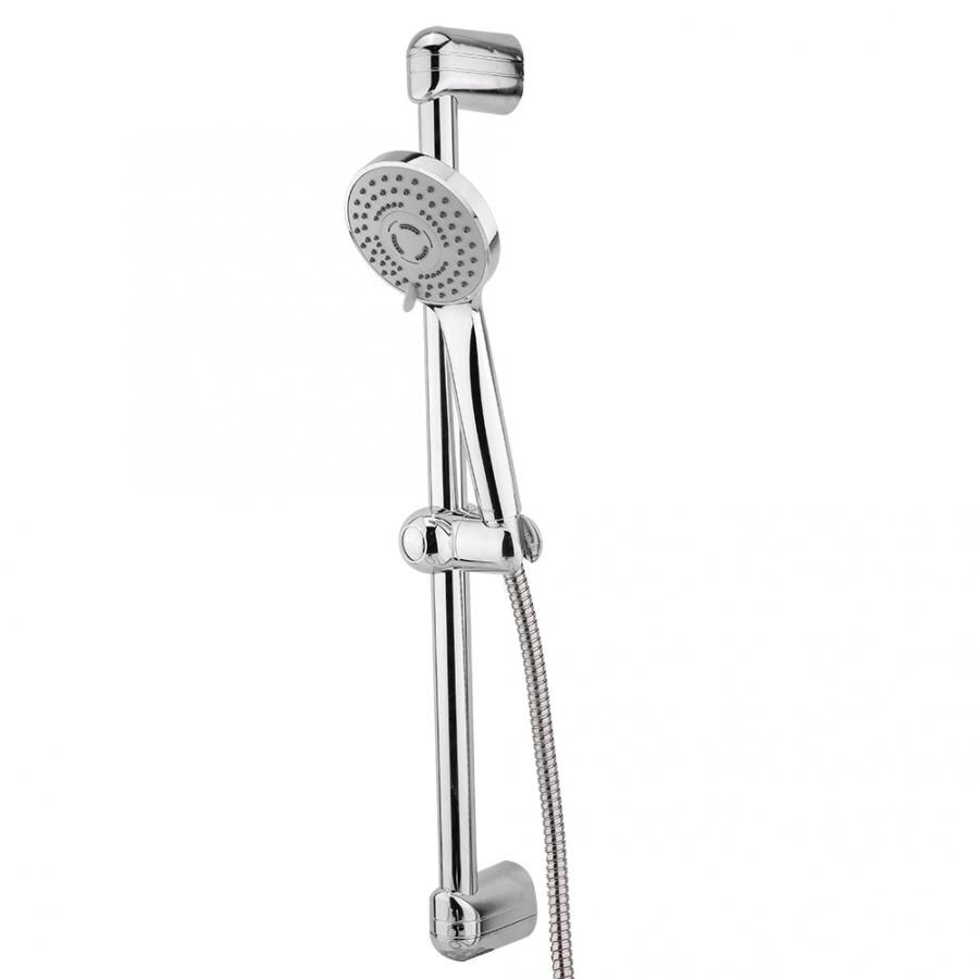 Stainless Steel Chrome Shower Head Riser Rail Sliding Bar Set Height Adjustable Handheld Shower Head Metal Hose Assemble Kit