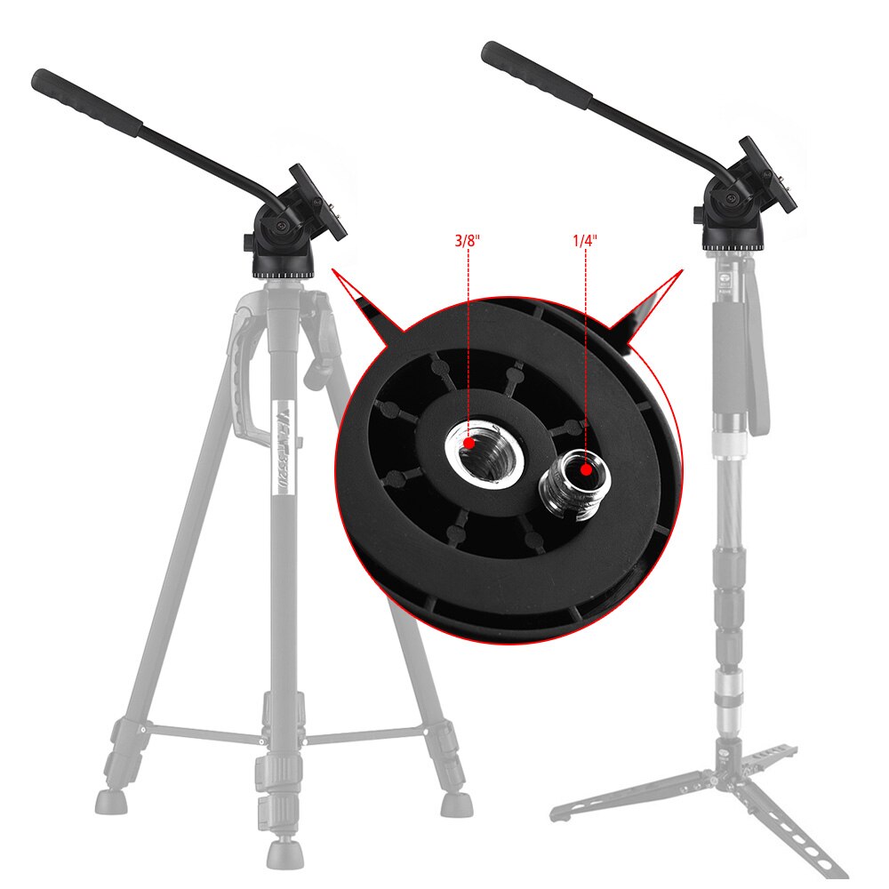 KINGJOY Camera Fluid Drag Head Hydraulic Head Tripod Damping Ball Ballhead with Quick Release Plate Hand Grip for Camera