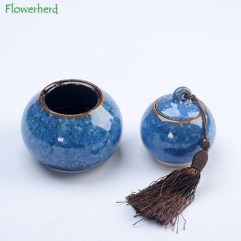 Gourd Ceramic Porcelain Tea Caddy Teaware Kiln Turned Pot Household Sealed Storage Pot Tea Storage Tea Container Tea Cans