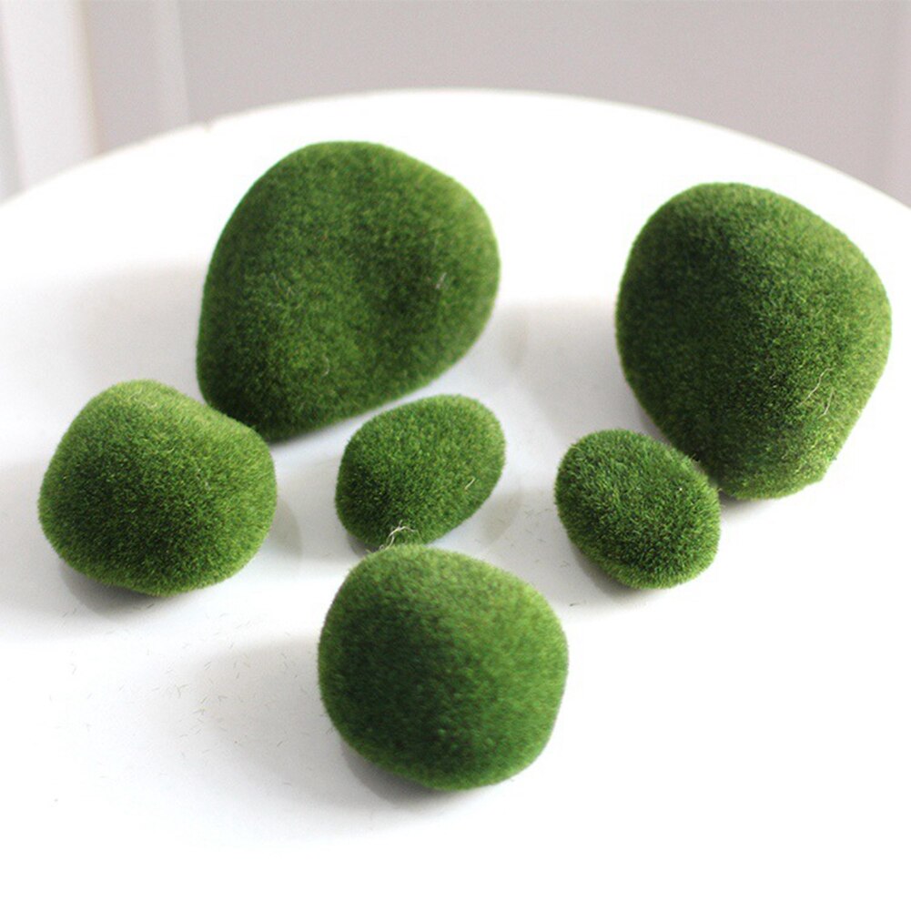 6Pcs Kunstmatige Moss Rocks Decoratieve Faux Groen Mos Stenen Voor Thuis Hotel Decoratie