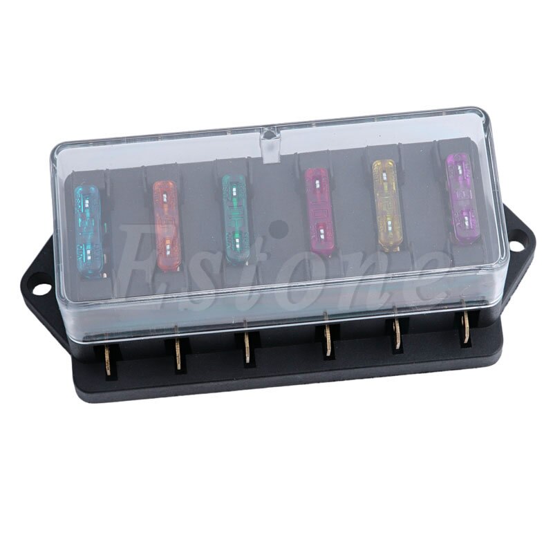 Support de bloc de boîte à fusible 12V/24V | Voiture 6 Way Circuit Standard, ATO lame de fusible support de bloc + 6 fusibles