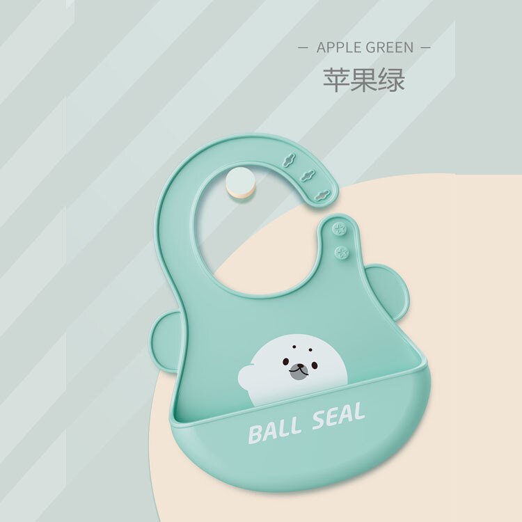 Baby Silicone Saliva Pocket Cartoon Baby Eating Waterproof Bib Boy Girl Supplies 0-3Y Baby Bibs Unisex Baby Stuff: 1