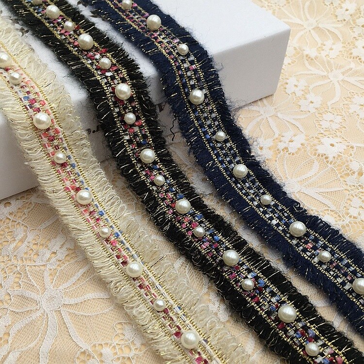 Sangle en Mohair de style effiloché et parfumé, 3CM, 10yards, avec perles de fil métallique, pour jeux, chapeaux, épingles Accessoires de couture