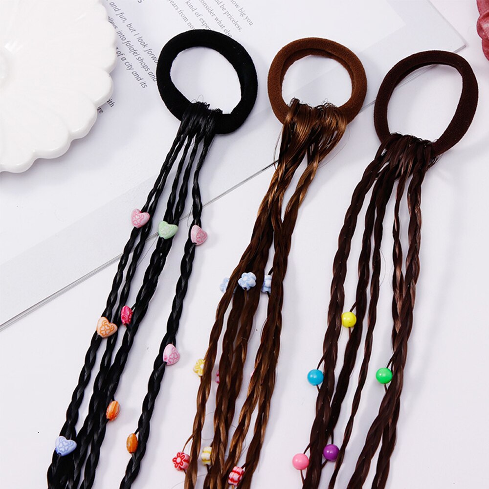 1pc kinderpruiken met vlechten, veelkleurige mini-clips, elastiekjes voor kinderen, haarbanden, schattige haaraccessoires, koreaanse stijl, haarkoord.