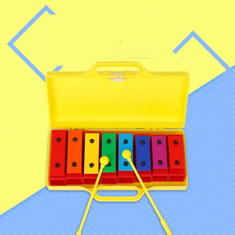Xylofoon Glockenspiel 8 Notes Chromatische Resonator Bells Met Geel Case