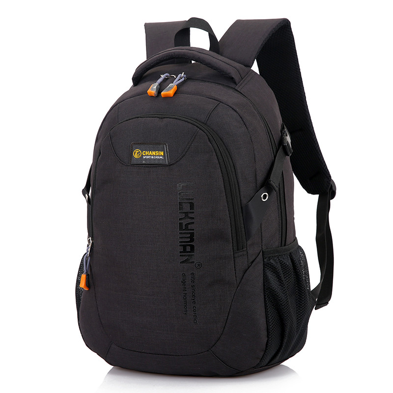 Nova moda masculina mochila saco de poliéster computador portátil mochila sacos estudantes da faculdade do ensino médio saco masculino: Preto