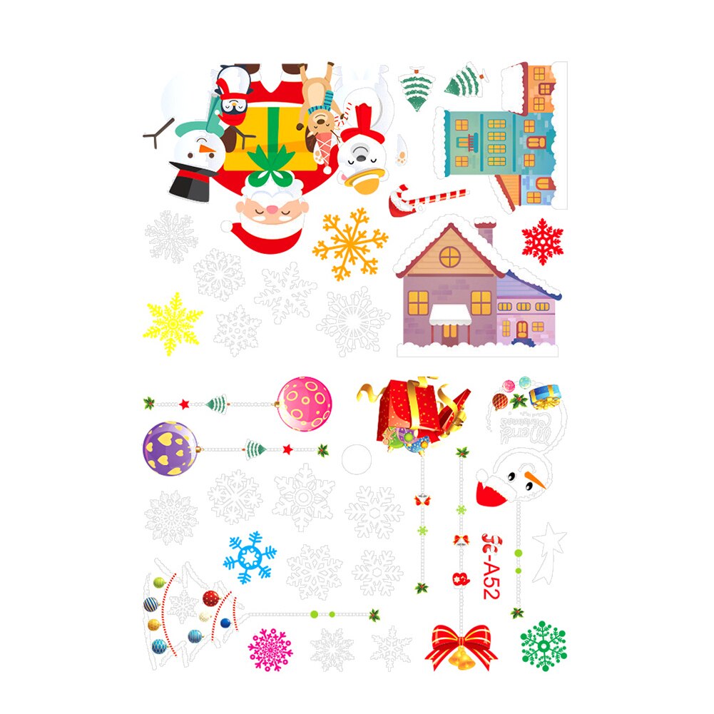 Christmas Window Decal Santa Claus Snowflake Stickers Winter Wall Stickers for Kids Rooms Year Christmas Window Decorations: C