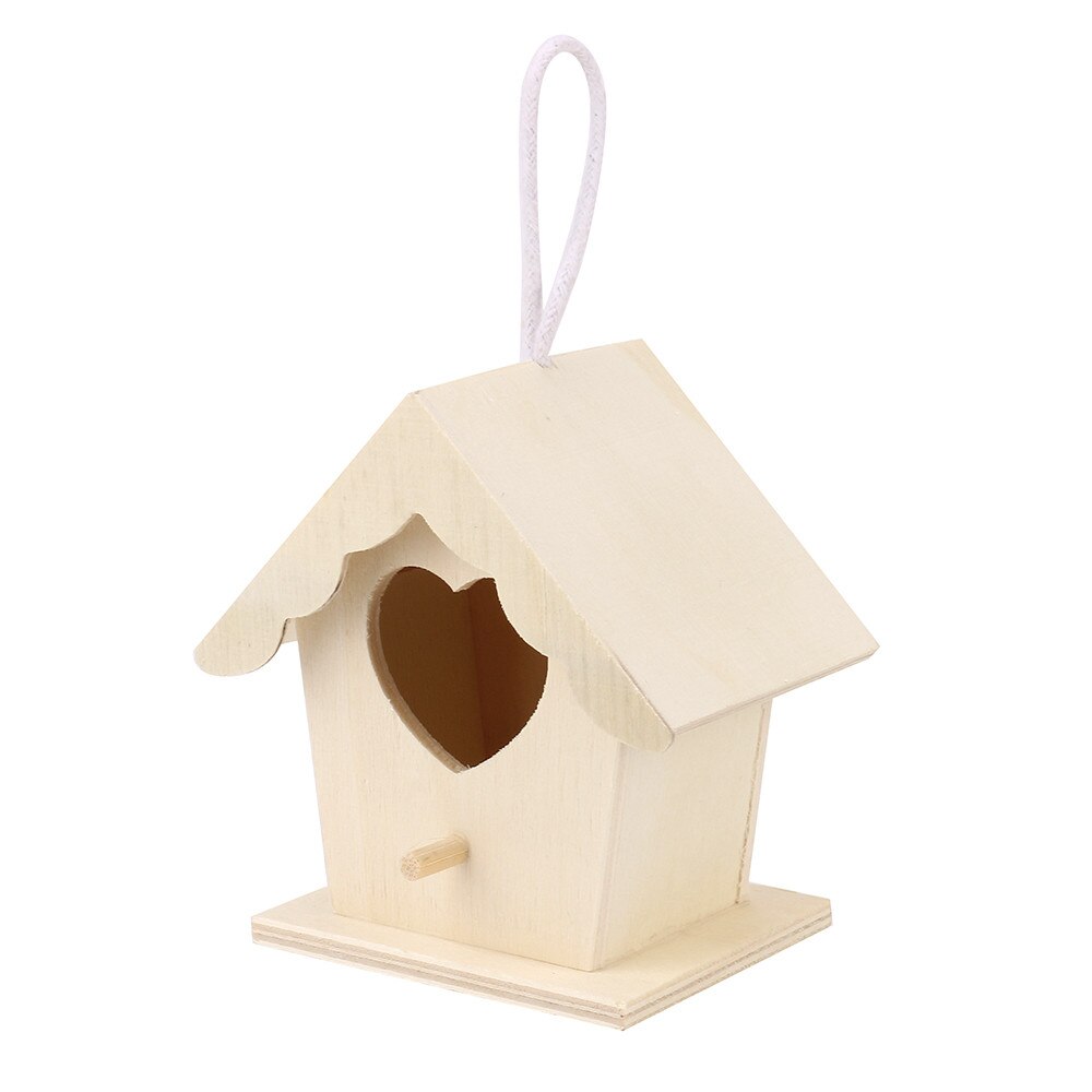 1pc fuglehus i tre for barn fuglebur reir dox reirhus fuglehus fuglekasse to lag rundt hull dekorativt