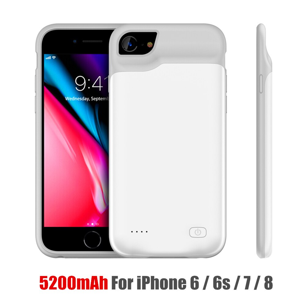 Amstar Draagbare Batterij Oplader Cases Voor Iphone 6 6S 7 8 Plus Power Bank Case Externe Batterij Opladen Pack backup Case: A18 White 6 6s 7 8