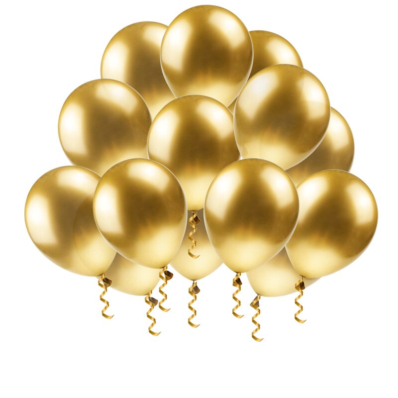 Ballon épais en Latex doré 12 pouces | Ballon volant couleur Chrome métallique, ballon gonflable, ballon à Air, décor réception pour bébé, anniversaire: Balloon 2 / 10Pcs