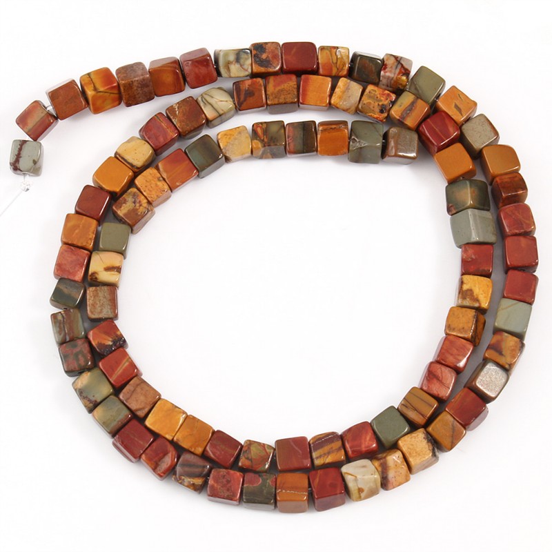 Naturstein, quadratisch, Meeressediment, kaiserliche Jaspis, Türkise, 4 x 4 mm, Würfel, verlieren Distanzperlen für Schmuckherstellung, DIY-Armbinde, 38,1 cm: Grau