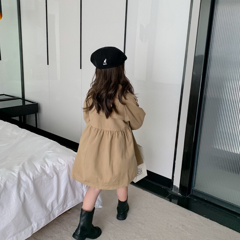 koreanische Stil Neue Frühling Mädchen Graben Khaki Lange Ärmel Mantel Nette Stil Outwear Kinder Kleidung E067