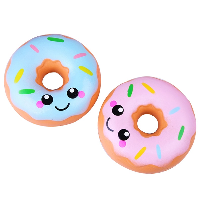 Leuke Smiley Donut Squishy Langzaam Stijgende Simulatie Pu Brood Cake Geurende Zachte Squeeze Toy Stress Relief Voor Kid Fun 10*10Cm