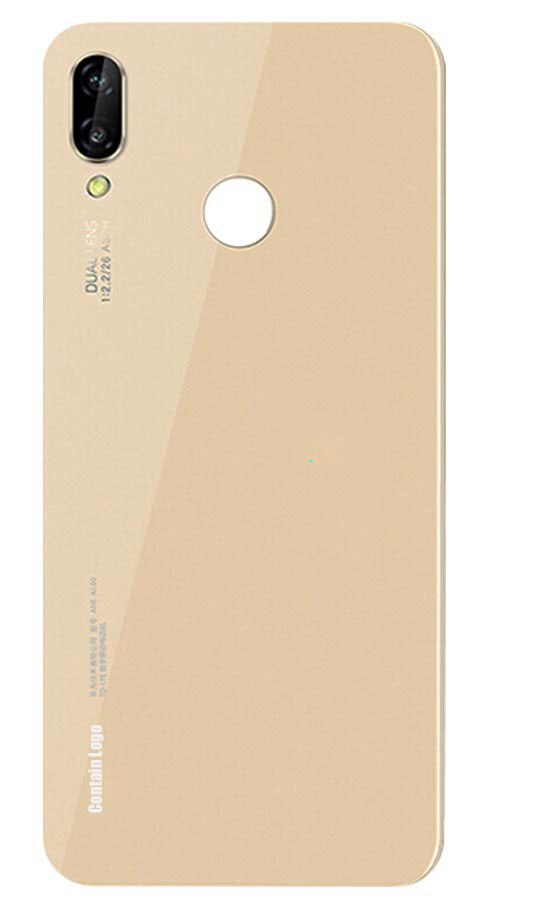 Funda trasera de cristal para Huawei P20 lite, protector de batería con lente de cámara para Huawei P20 Lite Nova 3e: Gold With Lens