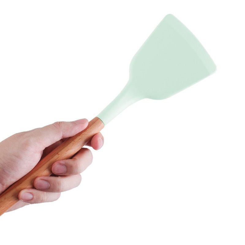 Siliconen Kookgerei Set Soep Lepel Borstel Pollepel Pasta Houten Handvat Spatel Vergiet Non-stick Kookgerei Keuken Gereedschap