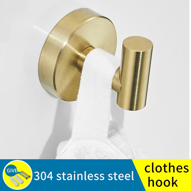 Juego de soporte para toallas de baño, soporte de pared de acero inoxidable dorado, barra de toalla, anillo, estantes de baño, ganchos del perchero para almacenamiento, soporte de pañuelos: clothes hook