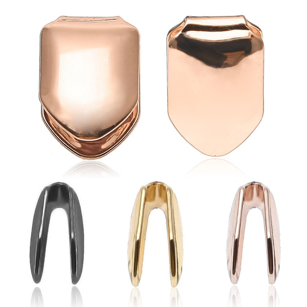 Guldpläterad hip hop enkel tand grillz lock topp & botten grill för halloween kroppsmycken bling anpassade tänder strass