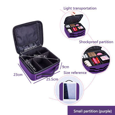 Estuche para brochas de Maquillaje, bolsas de Maquillaje, Maleta de Maquillaje completa, Maleta de tocador para mujer, Caja de almacenamiento de herramientas para uñas y cosméticos: Morado