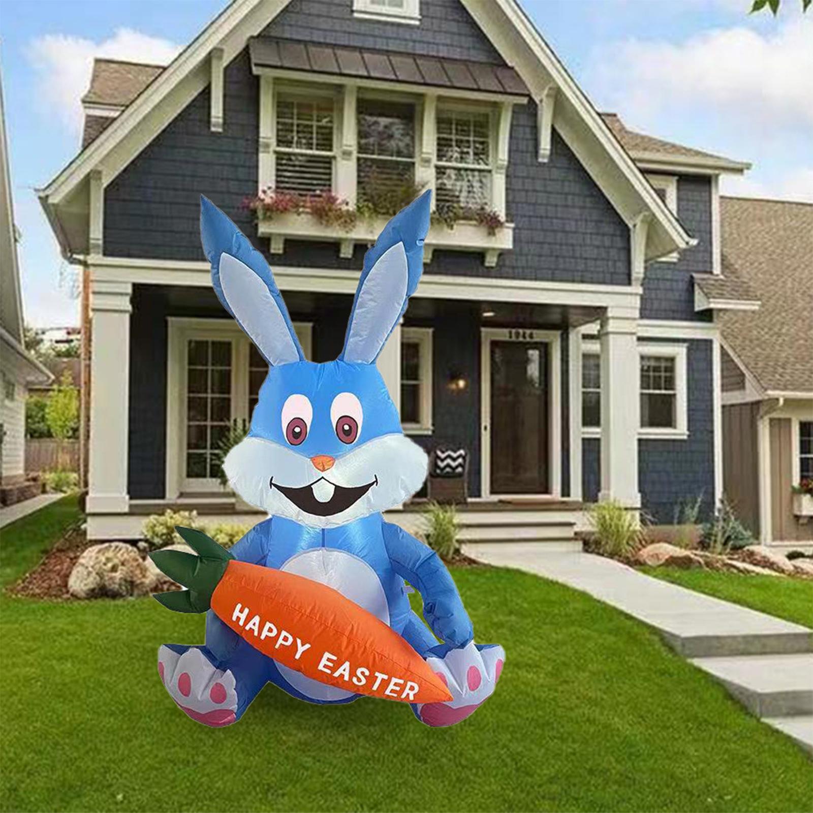 Leuke Pasen Opblaasbare Bunny Decor Bunny Model Met Wortel Opblaasbaar Speelgoed Konijn Ornament Voor Party Tuin Patio Decor