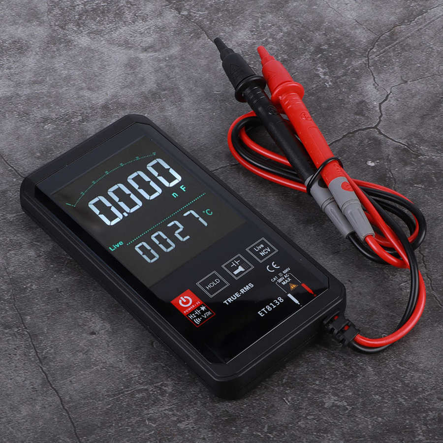 Portable Intelligent Touch Screen Digital Multimeter True RMS DC AC Transistor Capacitor DC AC Tester