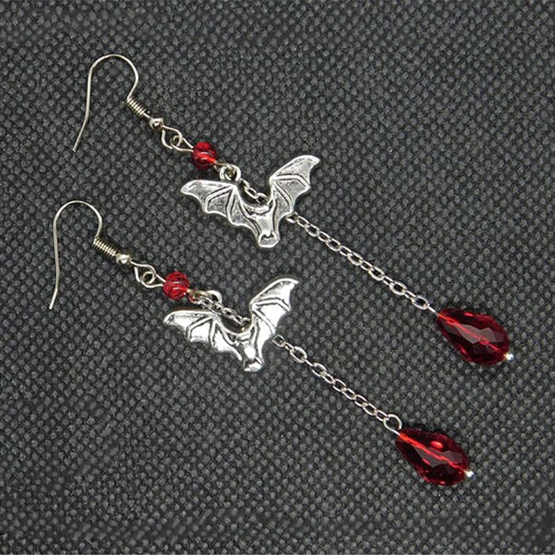 Red bat earrings, Silver Bat Jewellery VAMPIRE BLOOD BAT earrings, black Blood Bat Pendant, Pendant, Halloween, Gothic Emo