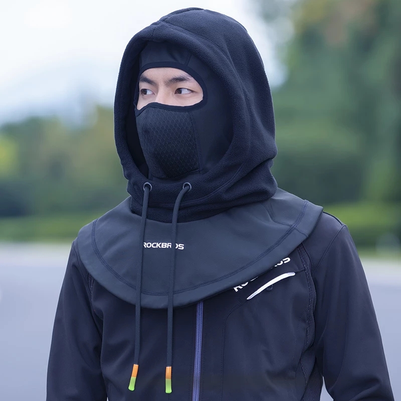 ROCKBROS-mascarilla de ciclismo para hombre y mujer, pasamontañas cálido a prueba de viento, máscara de lana de doble capa para motocicleta y Scooter, Invierno