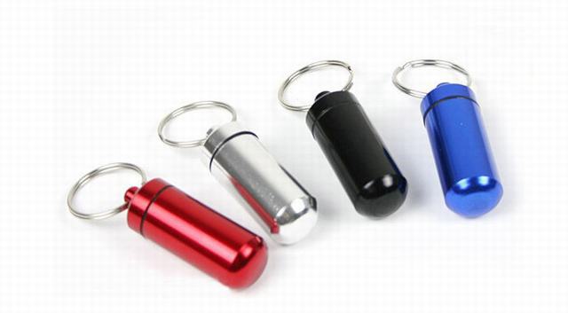 10pcs/lot Micro 6 colors Pill box case Cache Container Geocache Geocaching Key rings keychain holder