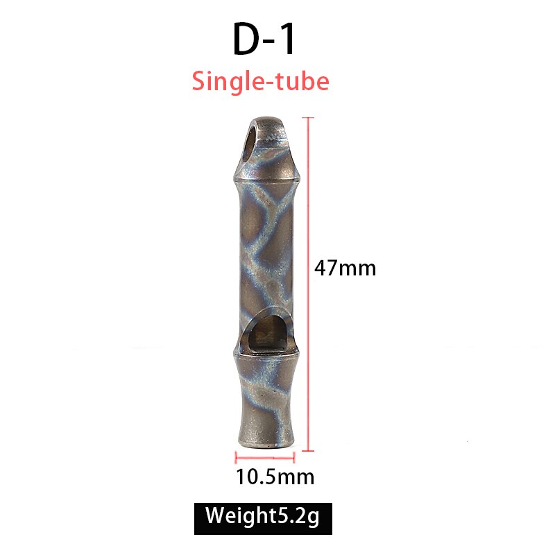 Supervivencia silbato de aleación de titanio silbato rescate de emergencia al aire libre Silbatos de supervivencia árbitro de salvavidas fuerte doble tubos: D-1