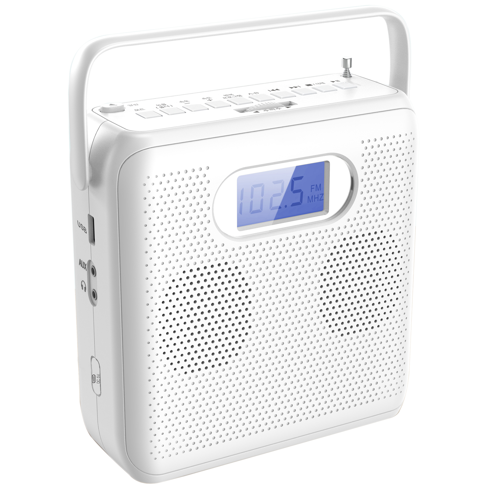Leitor de CD portátil Bluetooth com alto-falantes USB/MP3 e rádio FM design vertical com DC 5V e bateria: Default Title