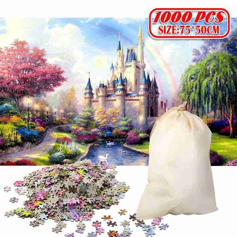 Rompecabezas de Castillo de paisaje para niños y adultos, juguete educativo de rompecabezas de 1000 piezas, 75x50Cm, G7R4