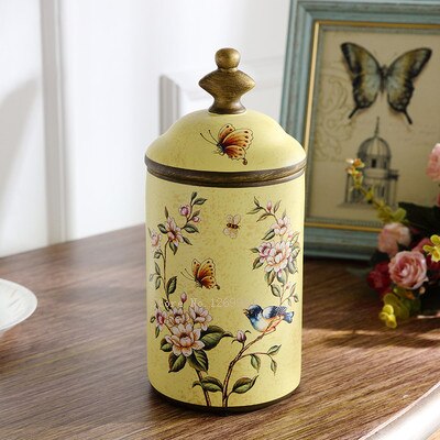 Tarros de cerámica Vintage para cocina, tarros de almacenamiento Retro, lata para té, dulces, azúcar, organizador de ollas pintadas, latas de cocina: B