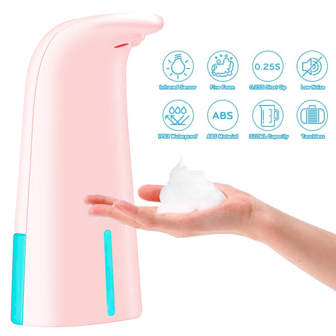 250ML Wall-mounted Washing Mobile Phone Child Baby Soap Dispenser Automatic Induction Soap Dispenser Foam Hotel Hand Sanitizer: 250ml Pink Battery