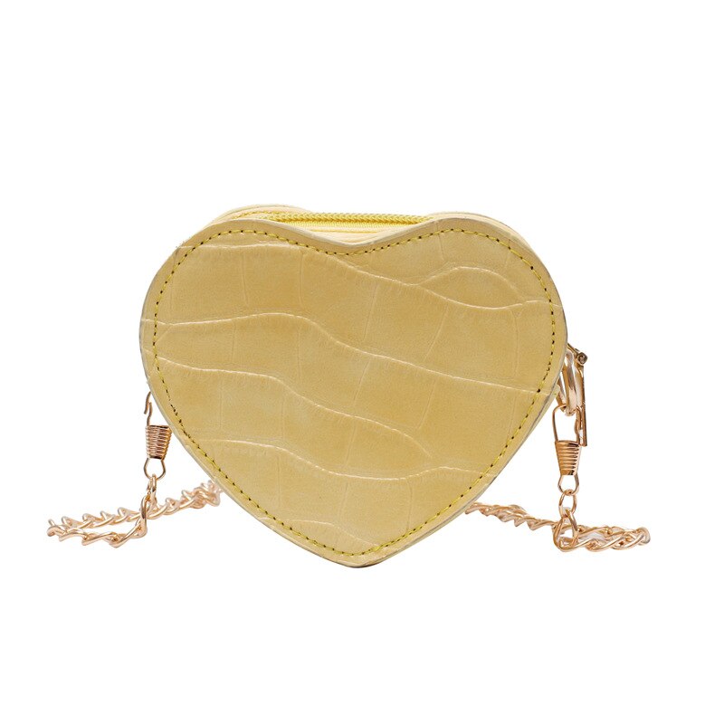 Bolso Circular pequeño de piel de cocodrilo para mujer, bolsa de hombro con forma de corazón, bandoleras cruzadas redondas de PU con cremallera,: Heart-shaped yellow