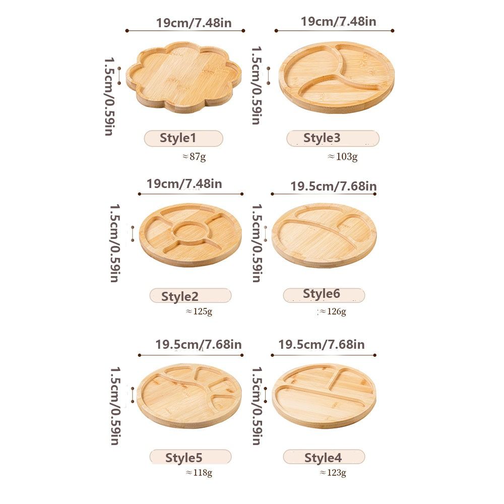 Round Wooden Divided Fruit Tray Nut Platter Handcrafted Snacks Server Dish Wooden Multi-cell Fruit Snack Plate