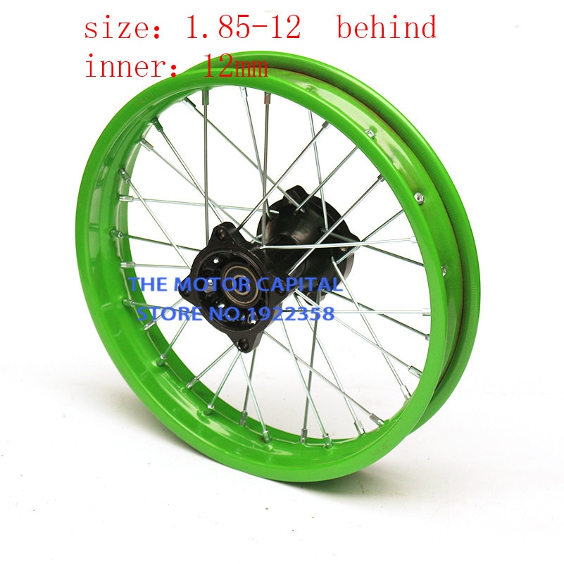 12 inch Green rear wheel Rims 12mm 1.85x12 for Dirt Bike Pit Bike small off road motorcross CRF wheel Wheels