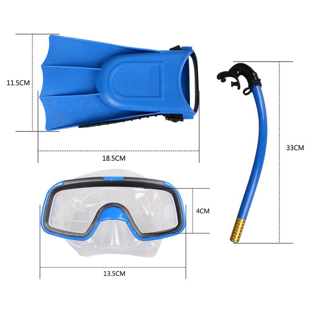 Conjunto de máscara de buceo para niños, gafas de bucear antiniebla, tubos de respiración, aletas de esnórquel
