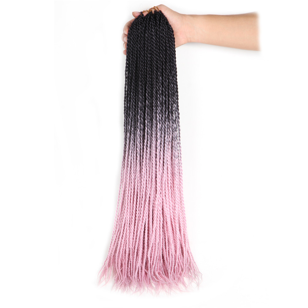 Extension capillaire synthétique au Crochet 24 pouces | Perruque sénégalaise, mèches au Crochet de 24 pouces avec 30 racines/paquet de tresses au Crochet, Extensions capillaires ombré