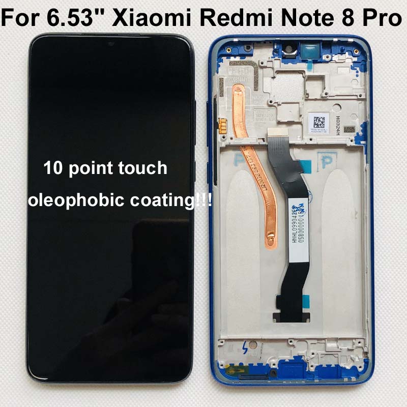 Original For 6.53" Xiaomi Redmi Note 8 Pro LCD Display Screen+Touch Screen Digitizer With Frame For Redmi Note 8 Pro LCD