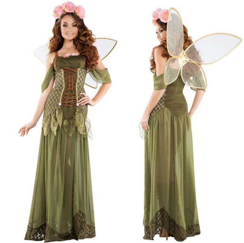 Costume fée fée en clochette pour adulte, déguisement elfes de forêt, déguisement fantaisie avec ailes