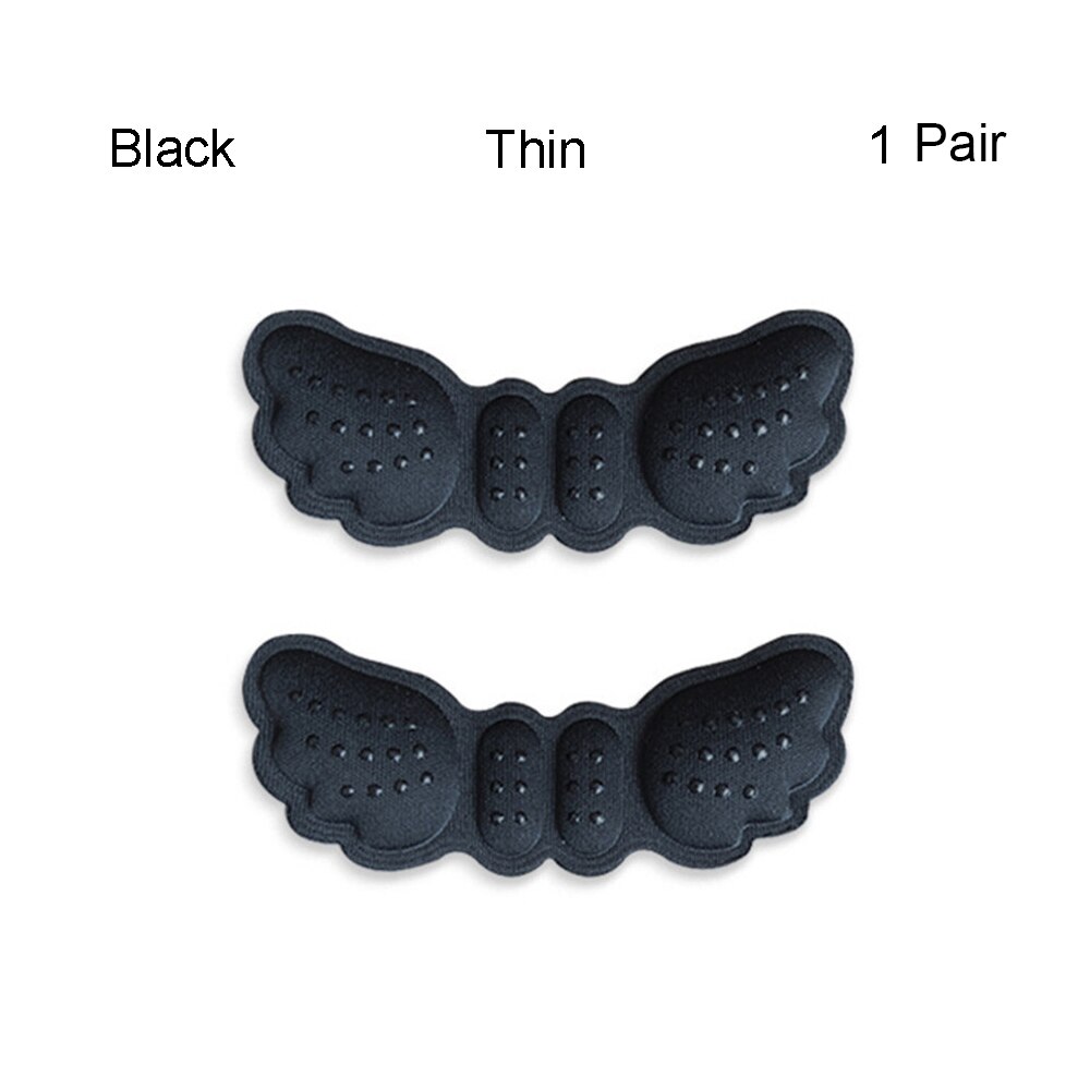 1Pair Butterfly Heel Insoles Heel Shoes Stickers For Heels Length Shoe Heel Pad Foot Care Anti Abrasion Keep Abreast Heel Pads: Black-Thin