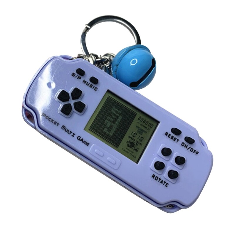 B2EB Handheld Game Console Keychain Electronic Game Portable Key Ring with Hanging