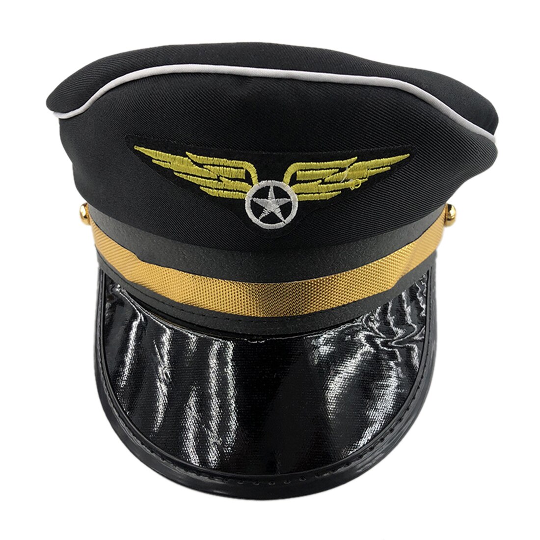 1Pcs Kinderen Vlucht Cap Pretend Play Captain Pilot Hoed Rollenspel Speelgoed Voor Kids Boys -Marineblauw/Zwart: Black