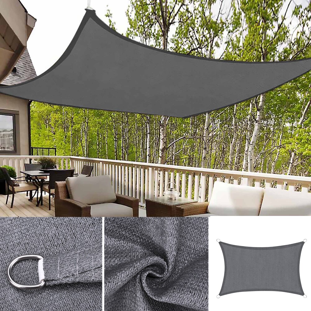 185GSM Hdpe Luifel Zon Shade Sail 4X3M Grote Uv Blok Rechthoek Shading Doek Shade Cover Voor Tuin patio Achtertuin Grijs/Beige